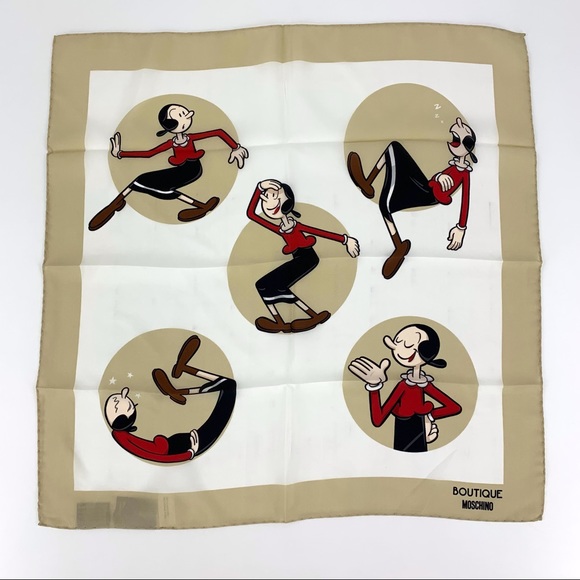 Moschino Accessories - Moschino Boutique NWOT 100% Silk Olive Oyl Scarf or Handkerchief